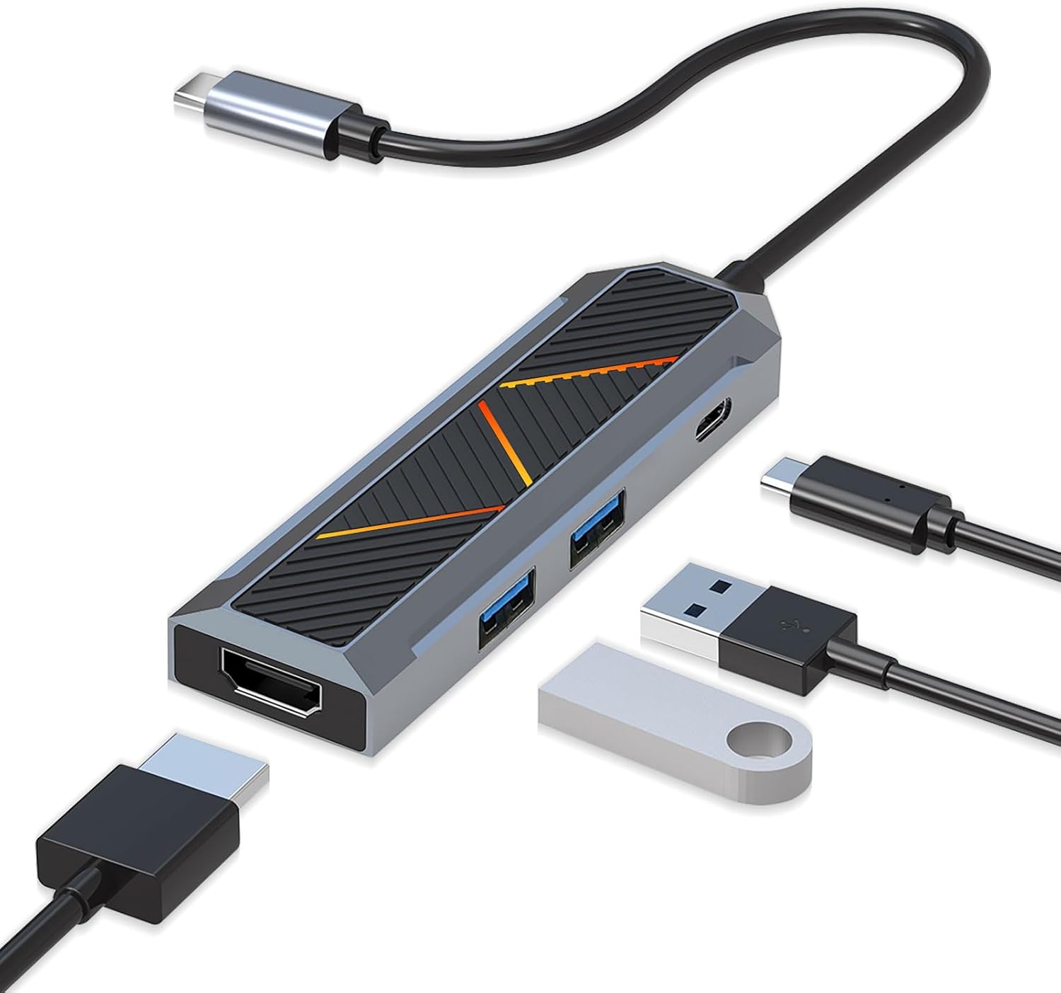 موزع USB-C 4 في 1 مع مقسم HDMI 4K 60 هرتز