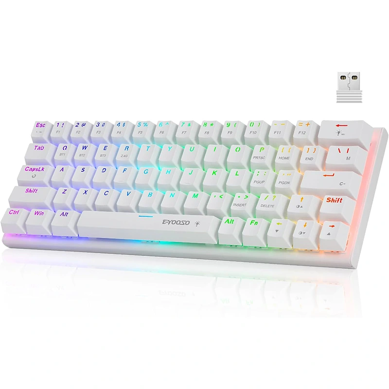 63 مفتاح RGB لاسلكي BT 2.4 جيجا هرتز من النوع C لوحة مفاتيح ميكانيكية للألعاب