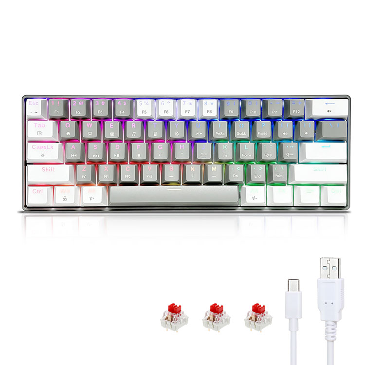 لوحة مفاتيح الألعاب الميكانيكية المحمولة بنسبة 60% RGB
