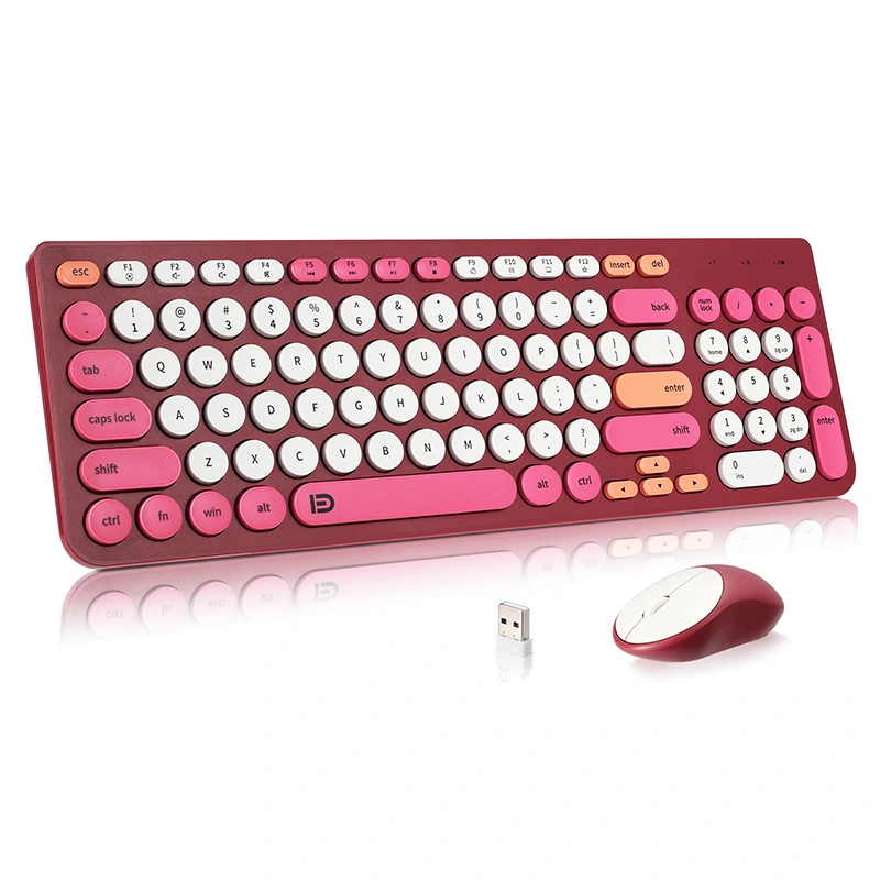لوحة المفاتيح اللاسلكية وسرد الفأر مع مستدير Keycaps 2.4 جيجا هرتز